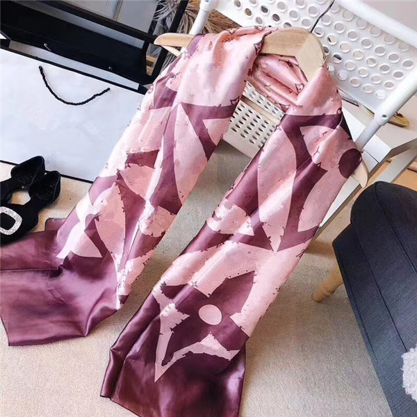 

High quality Beautiful spring and summer brand silk scarves timeless classic super long shawl fashion women's soft, Blue;gray
