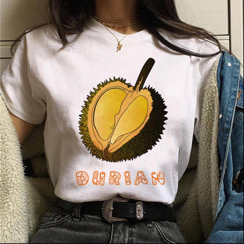 

vegan durian women t shirts printed shirt ulzzang kawaii cartoon tshirt harajuku graphic female short sleeve summer clothes, White