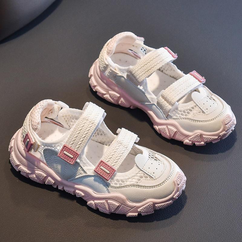 

Sandals Baby Summer Shoes Breathable Mesh Girl Toddler Round Head Anti-Collision Infant Beach 26-37, White