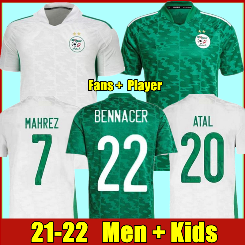 

Fans player version Algerie 2021 home away Soccer Jerseys MAHREZ FEGHOULI BENNACER ATAL 20 21 Algeria football kits shirt men, Black;yellow