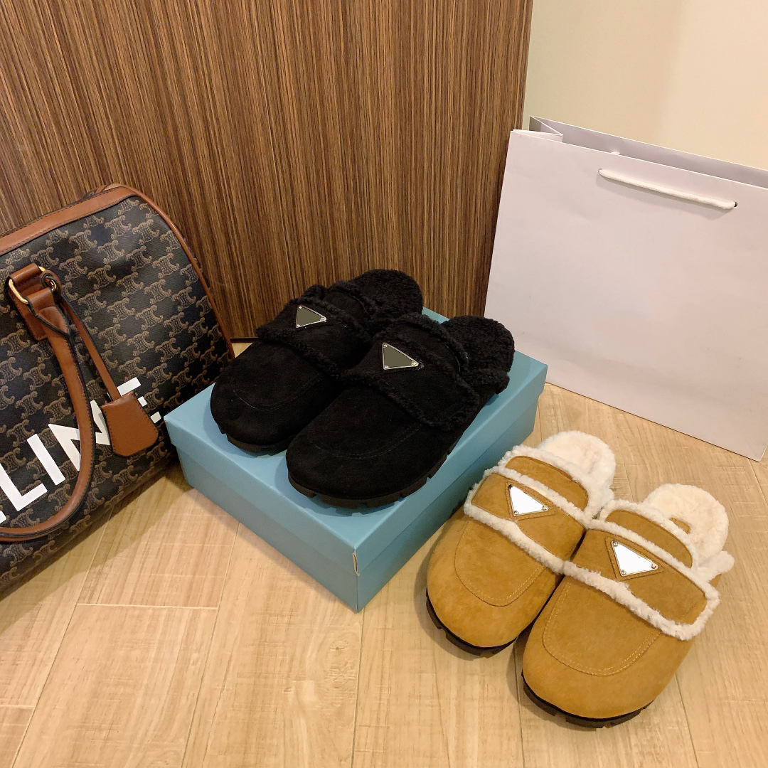 

2022 new Luxury designer Slippers Ladies Fashion wool Slides Winter fur Fluffy Furry Warm letters Sandals Comfortable Fuzzy Girl Flip Flop Slipper, Black