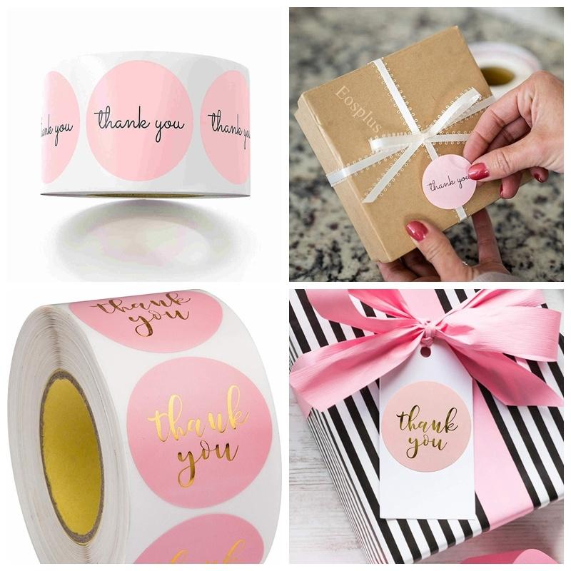 

Gift Wrap Pink Commemorative Stamps, Round Heart-shaped Stickers, Stationery Labels With "thank You", 100-500 Pieces Deco St