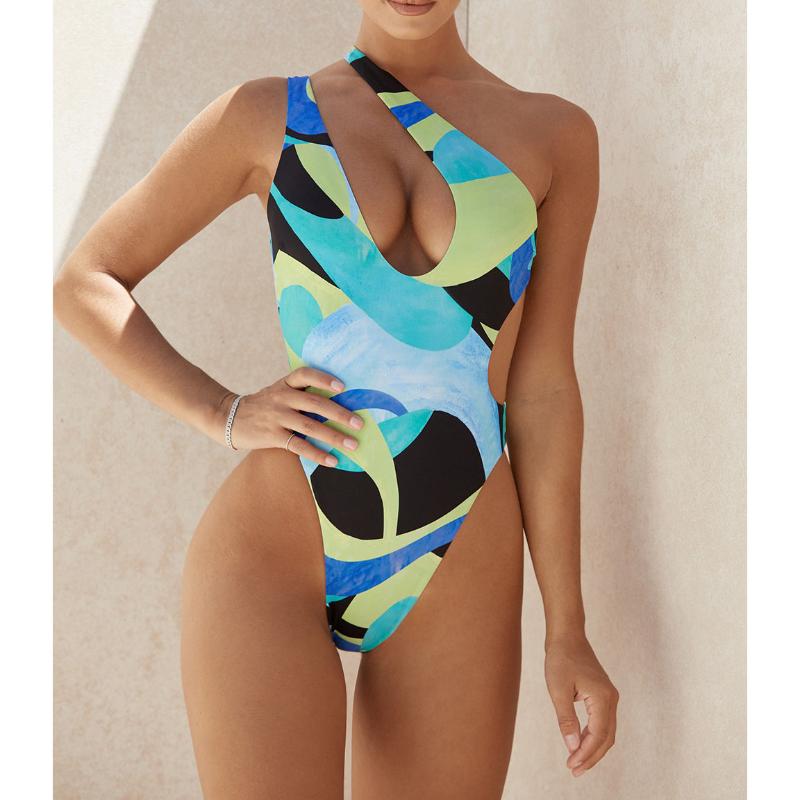 

One-Piece Suits 2021 Sexy Hollow Tight High Waist Vintage Swimsuit Swimwear Beach Bathing Push Up Bodysuit