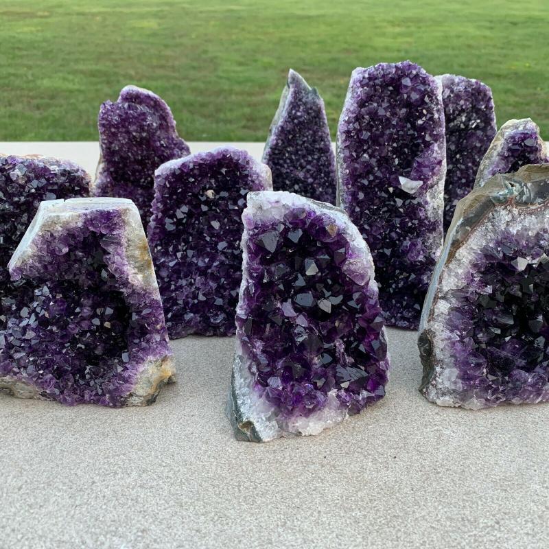

Natural Amethyst Geode Quartz Cluster Crystal Specimen Energy Healing Decorative Objects & Figurines