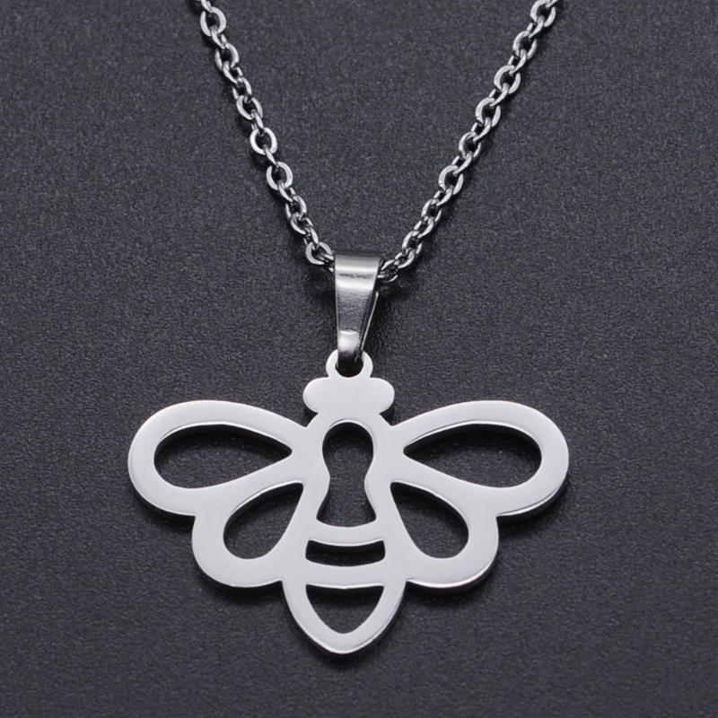 

Bee Stainless Steel Charm Necklace For Women Fashion Jewelry Necklaces Drop Wholesale Dainty Pendant