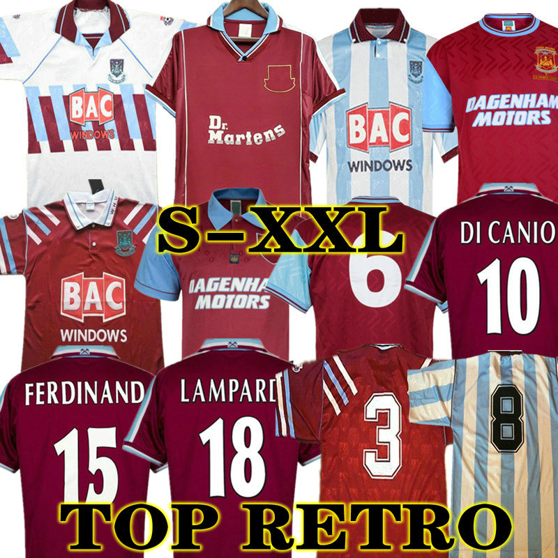 

DI CANIO 91 92 95 97 West Centenary Retro soccer jerseys Cole Lampard Dicks 1999 2000 Classic United 100th Anniversary 99 00 Vintage Football Shirts, 91 92 home