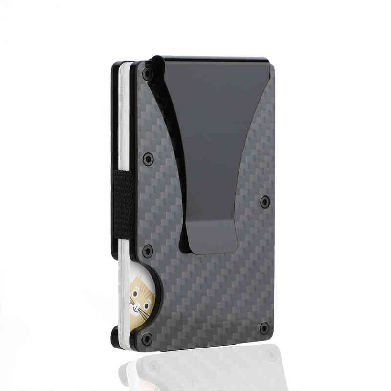 

Wallets Man Mini Carbon Fiber Smart Credit Card Holder Rfid Blocking Men Women Slim and Thin Money Bag Dropshipping 1122, Apricot 4