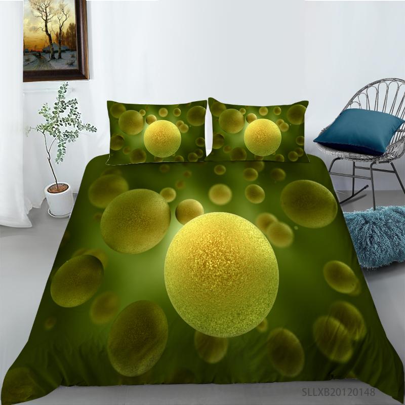 

Bedding Sets Biological Chemistry Series Green Cells Printing Set Quilt Cover With Pillowcases Home Textiles