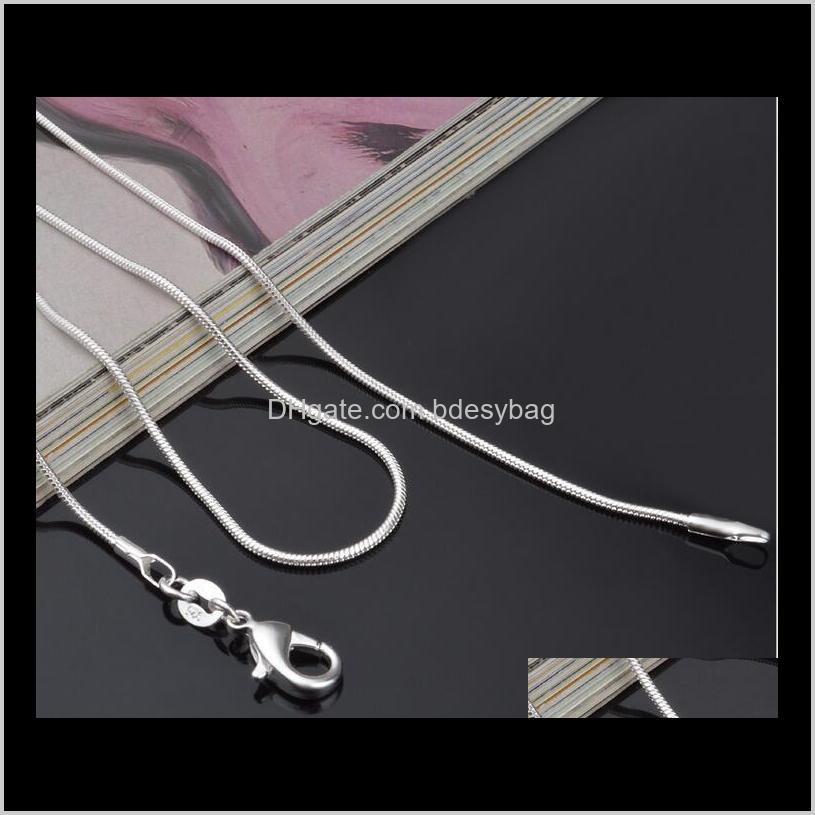 

Necklaces & Pendants Drop Delivery 2021 50Pcs/Lot High Quality 925 Sterling Sier Chains 1Mm Snake Chain Necklace 16Inch/18Inch/20Inch/22Inch/, Silver