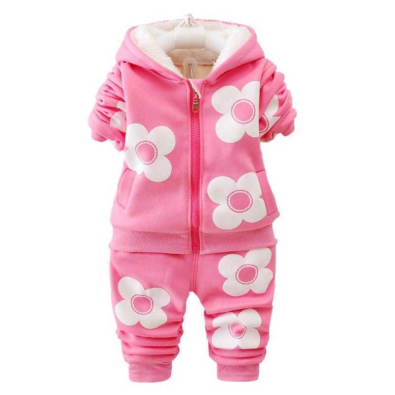 

2021 New pattern Autumn and winter Baby Girls Clothes Set printing fashion Hoodied Suit Children Cardigan Keep warm Suit 0-4Y P0831, Pictured