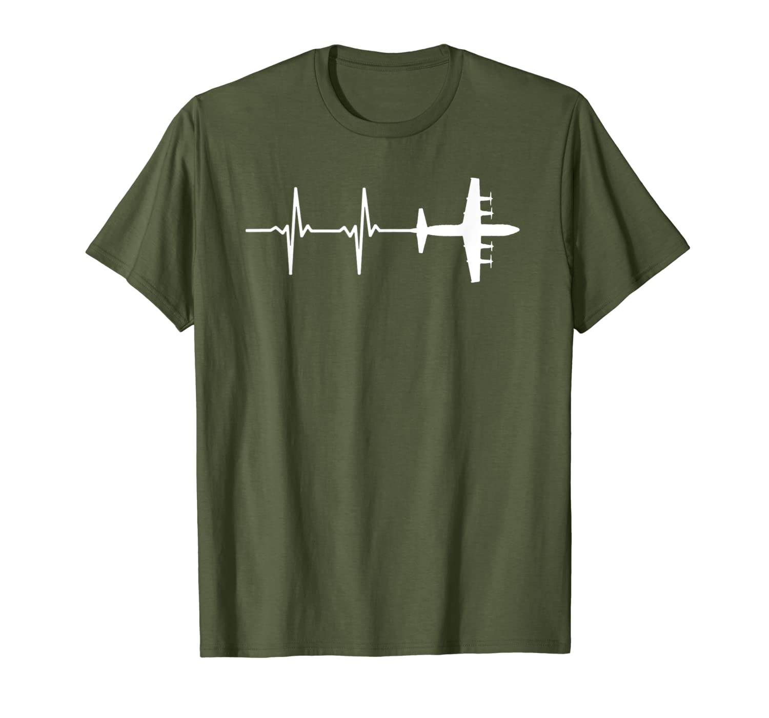 

ekg heartbeat p-3 orion military plane shirt t-shirt, White;black