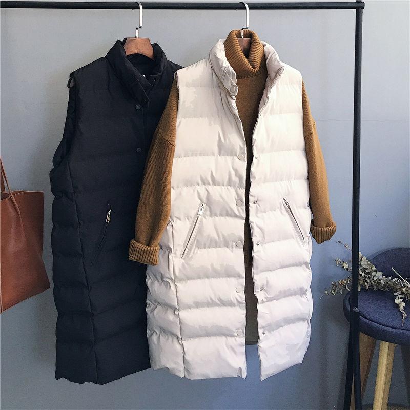 Women's Vests 2023 Winter Cotton Padded Vest Women Mid Long Thicken Warm Waistcoat Zipper Pocket Sleeveless Jacket FemaleWomen's