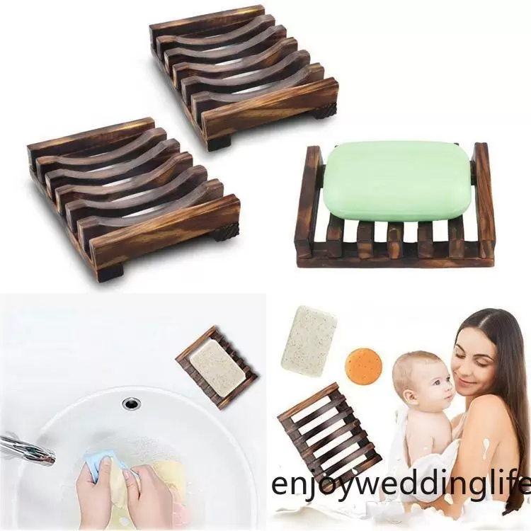 

DHL Ship Natural Wooden Bamboo Soap Dish Tray Holder Storage Soap Rack Plate Box Container for Bath Shower Plate Bathroom FY4366, 11.5*8*2.2