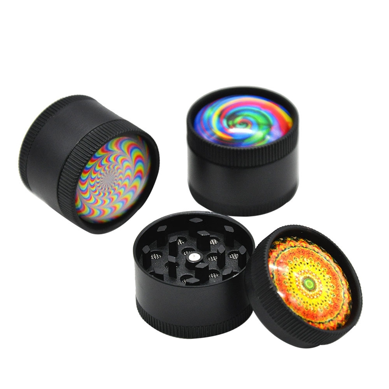

2021 Colorful Pattern Grinder Accessories Pollen Presser Hand Zinc Alloy New Unique Design Easy To Carry Clean High Quality Smoking Pipes