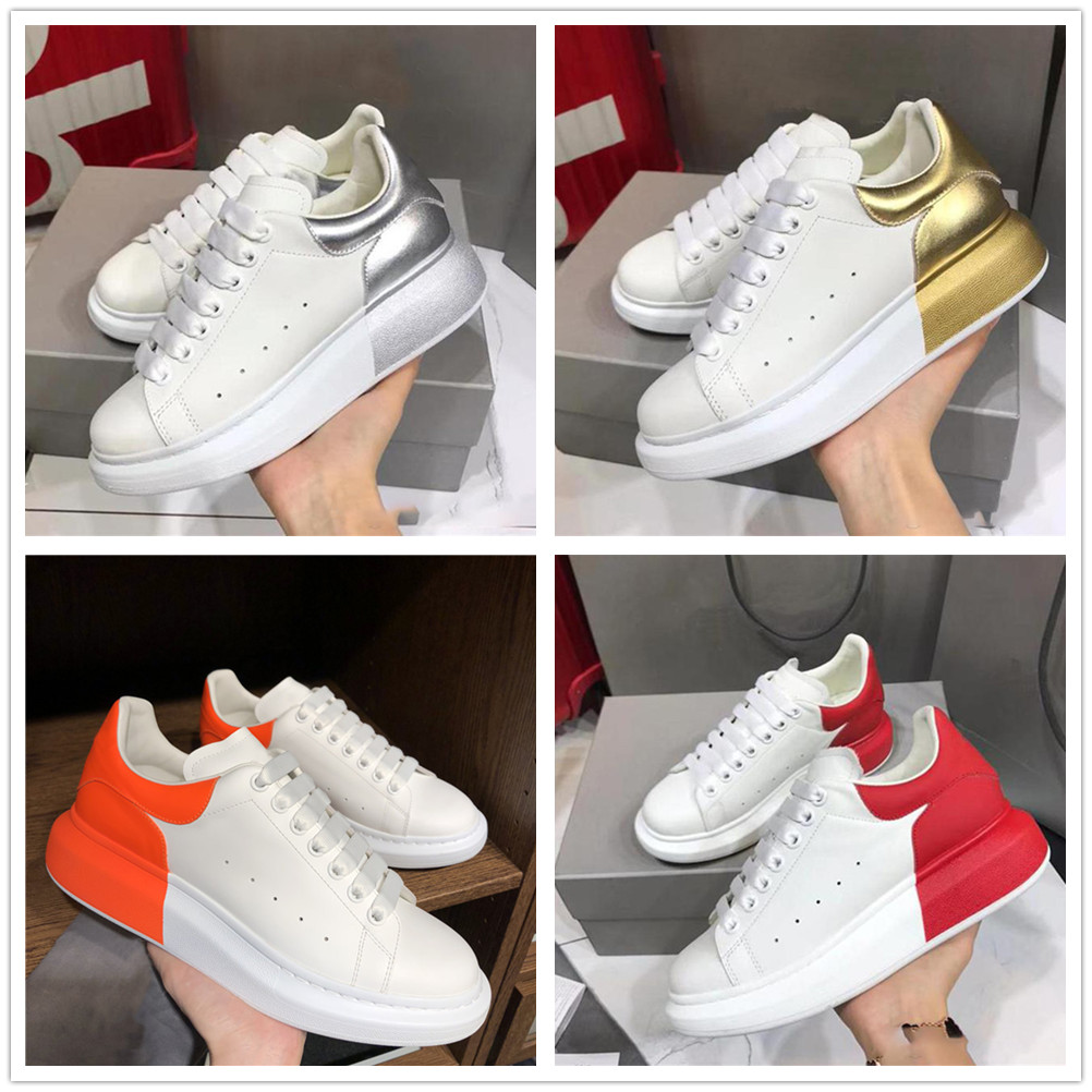 

2021 Luxury Designer White Casual Shoes With Correct Box Breathable Fashion Lace-up Men Women Shoe Patent Leather Heel Platform Sneakers, Black