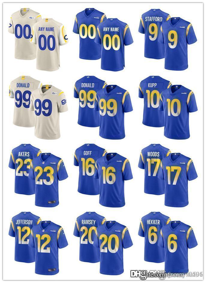 

custom Men youth Los Women Angeles Rams 99 Aaron Donald 20 Jalen Ramsey 10 Kupp 9 Matthew Stafford Football Jerseys, Black;red