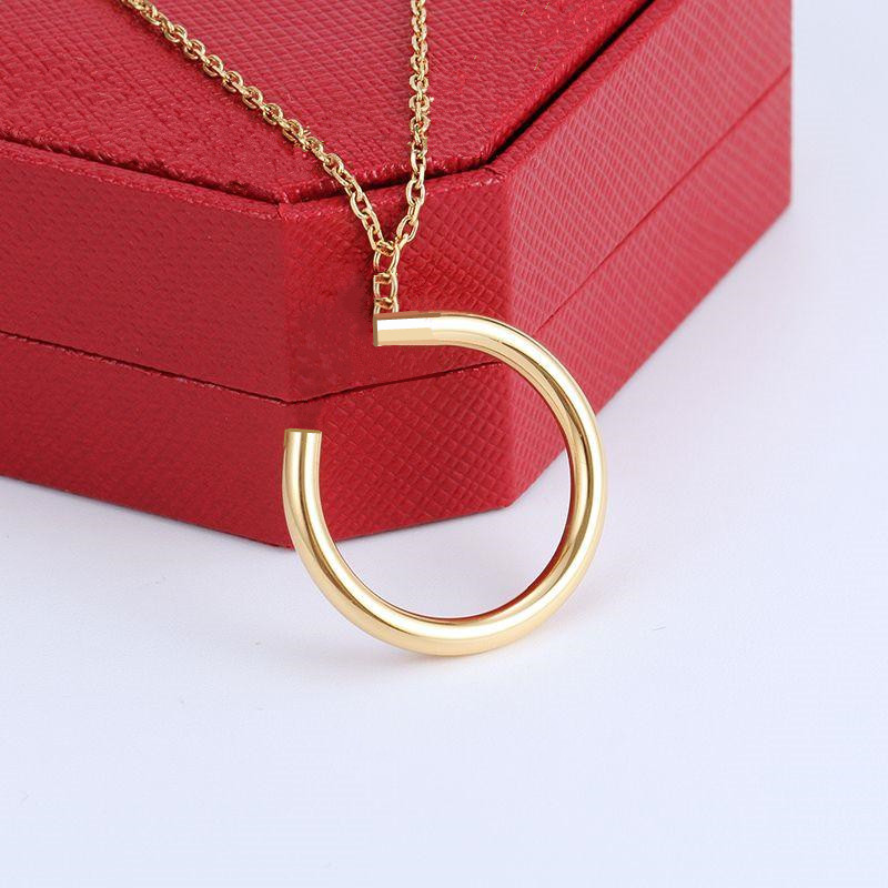 Nail Titanium Steel Silver Full Zircon shape Pendants Necklace Screw pattern Women Rose Gold Couple Jewelry Wedding Love Gift-image-680445972