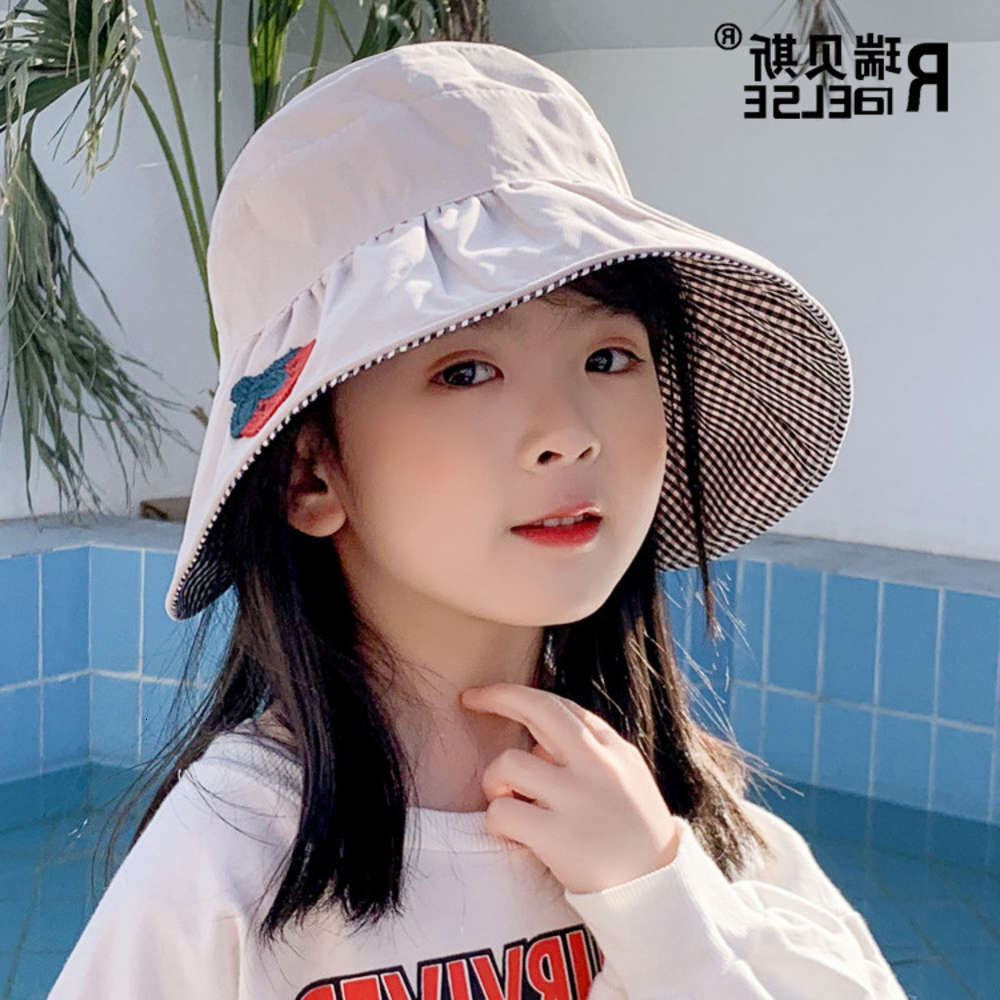 

Net red fruit children's empty top girl summer big brim baby sun hat UV protection, Yellow