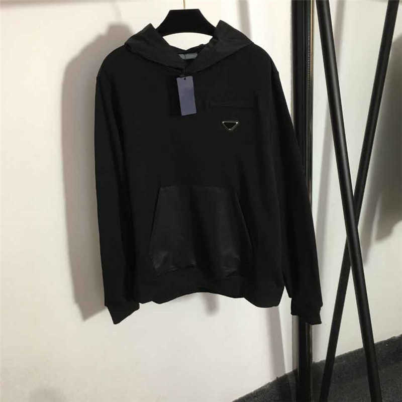

Casual Triangle Label Hoodies Long Sleeve Big Pocket Sweatshirts With Tags Spring Autumn Winter Hoodie For Women Street Style, Freight dhl