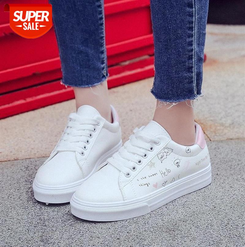 

women's sneakers, letter print flat bottom college students lace-up small white shoes, rest single shoes #bi3t