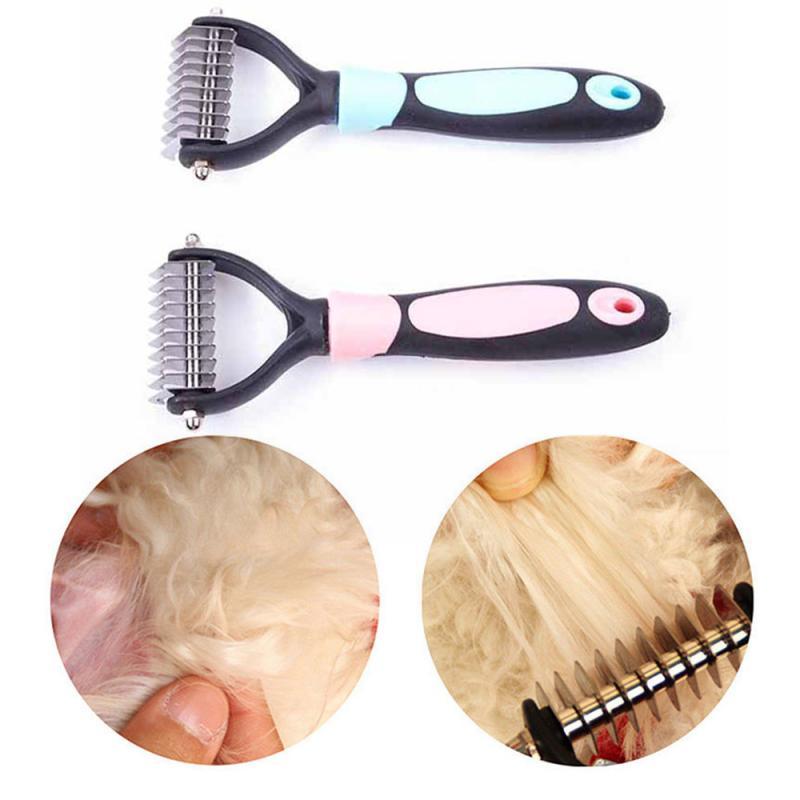 Cat Dog Hair Removal Comb Grooming Shedding Tools For Trimming Dematting Deshedding Brush Double Sided Long Hair Curly Comb-image-694038040