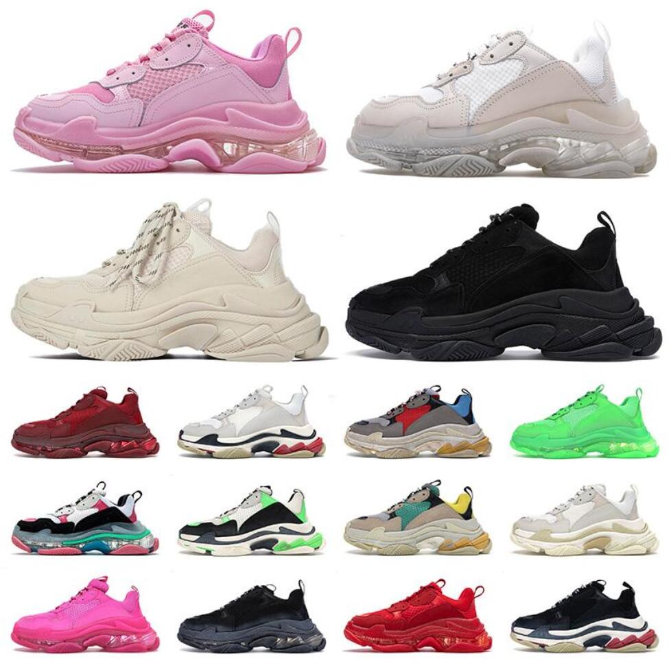 

2021 fashion sneakers clear sole triple s outdoor dad shoes men women platform 17FW paris vintage old crystal bottom triple-s designer sports with original box, 30