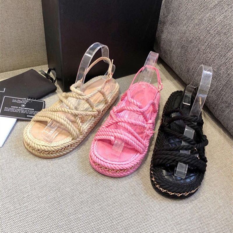 

2021 latest and most beautiful lady sandals. Super cute.Cotton hemp material, distinctive temperament, Black