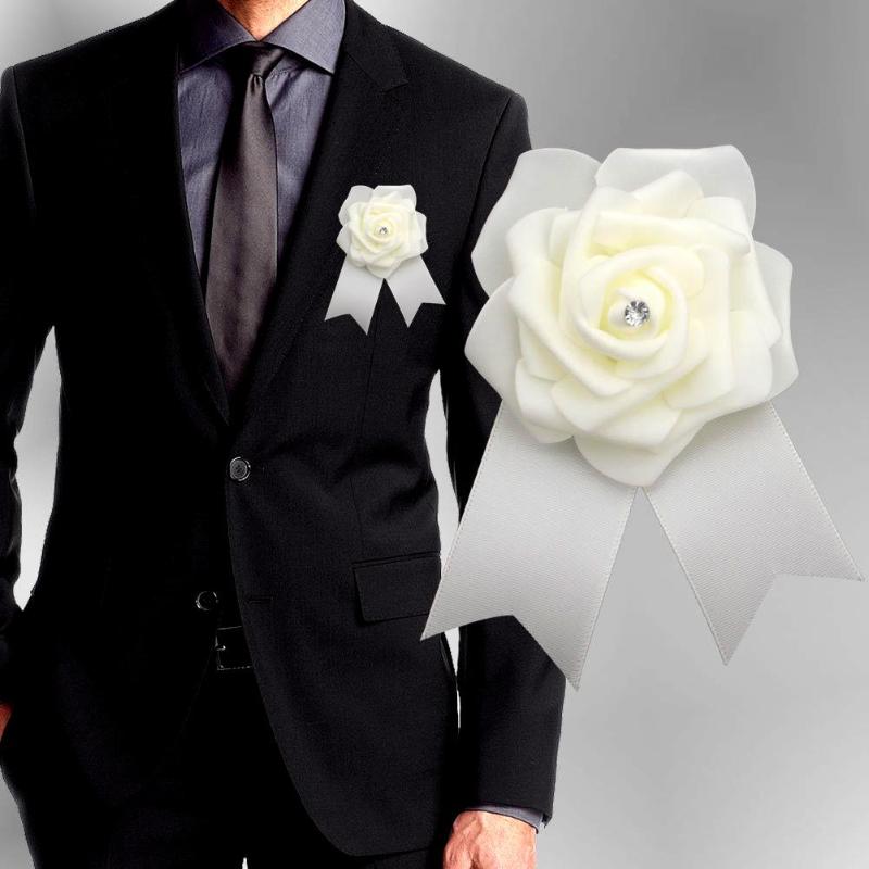 

Pins, Brooches 5Pcs Unisex Artificial Flower Brooch Pin Corsage Wedding Party Suit Accessory