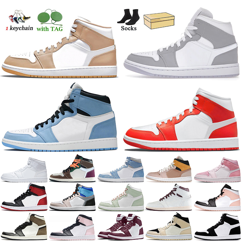 

NIK Brand Women Men Jordan 1 1s Basketball Shoes Jumpman Air Jorden Retro Tan Gum Wolf Grey University Blue Syracuse High Og Hand Crafted White Off Trainers Sneakers, B8 mid dutch green 36-40