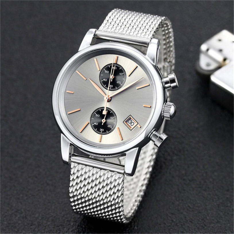 

7-Mens watches all dial work stainless steel strap watch case chronograph running seconds luxury watch sports business quartz watch men, No watch