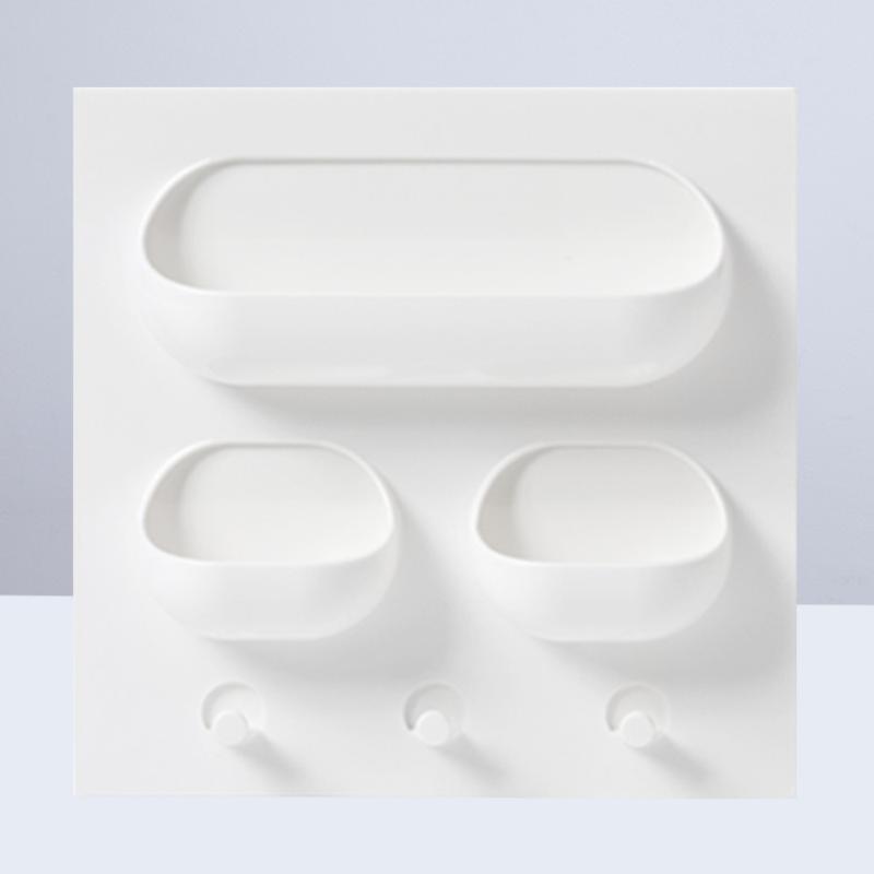 

Bathroom Toothbrush Wall Mount Holder Organizer Triple Pocket Shelves (White) Bath Accessory Set