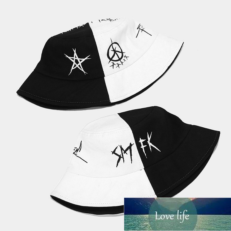 

Summer New Bucket Hat Black White Stitching Graffiti Fisherman Hat Men and Women Outdoor Hip Hop Collapsible Bob Fisherman Hat Factory price expert design Quality, As pic