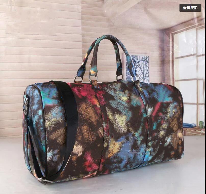 

50CM large capacity women travel bags sale quality women men shoulder duffel bags carry on luggage bottom rivets with lock head, 38