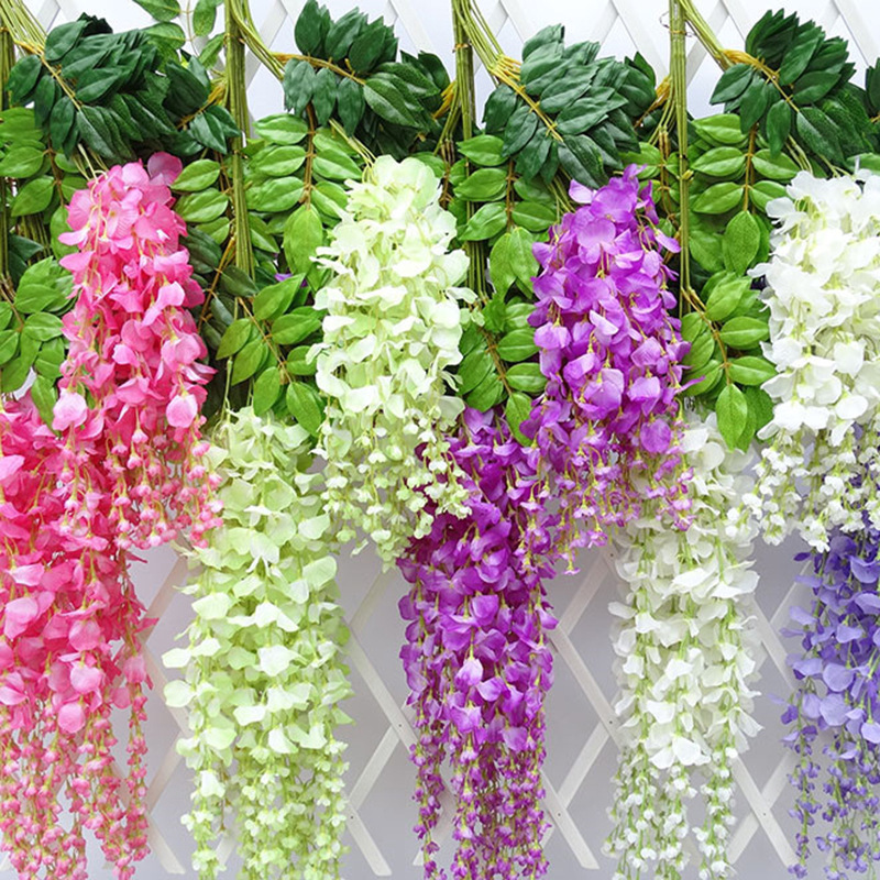 

12pcs / Artificia Fower Wisteria Fower Vine Sik Wreath Arch Wedding Home Garden Fower Art DIY iving Room Office Decoration, Blue
