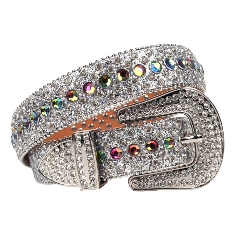 

Belts Fashion Diamond Studded High Quality Luxury Strap Western Rhinestones Belt Bling Crystal Men Women Cinto De Strass Mujer, Pink