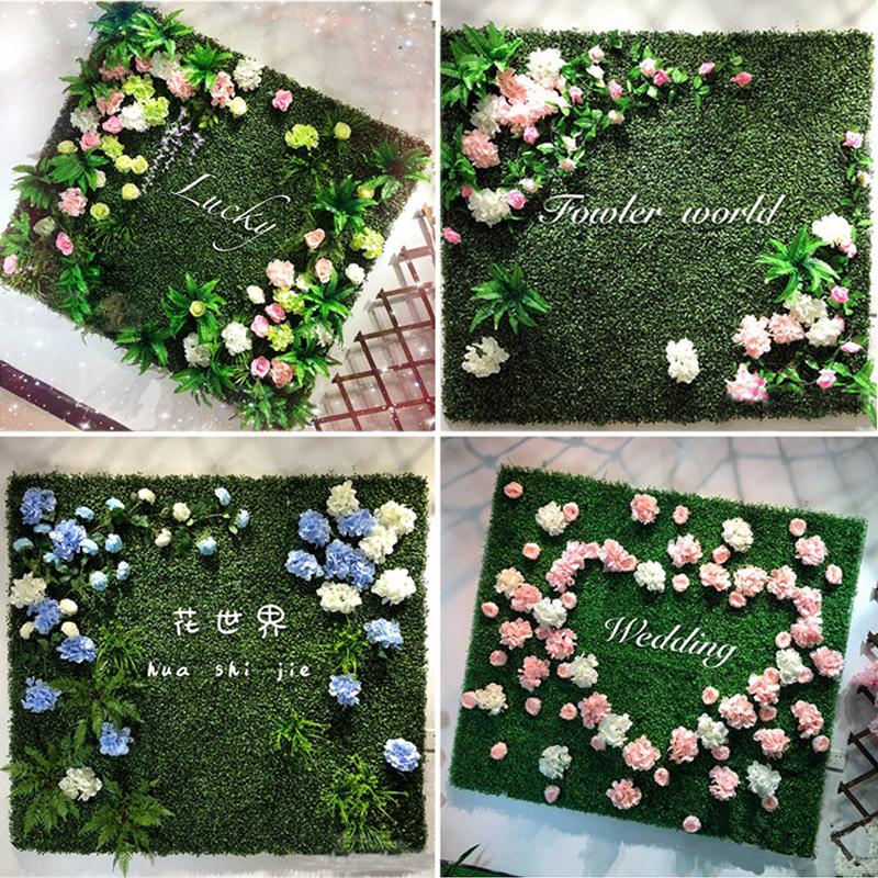 

Decorative Flowers & Wreaths Green Plastic Lawn Wall Artificial Plant Garden Decoration False DIY Background Home Wedding Image