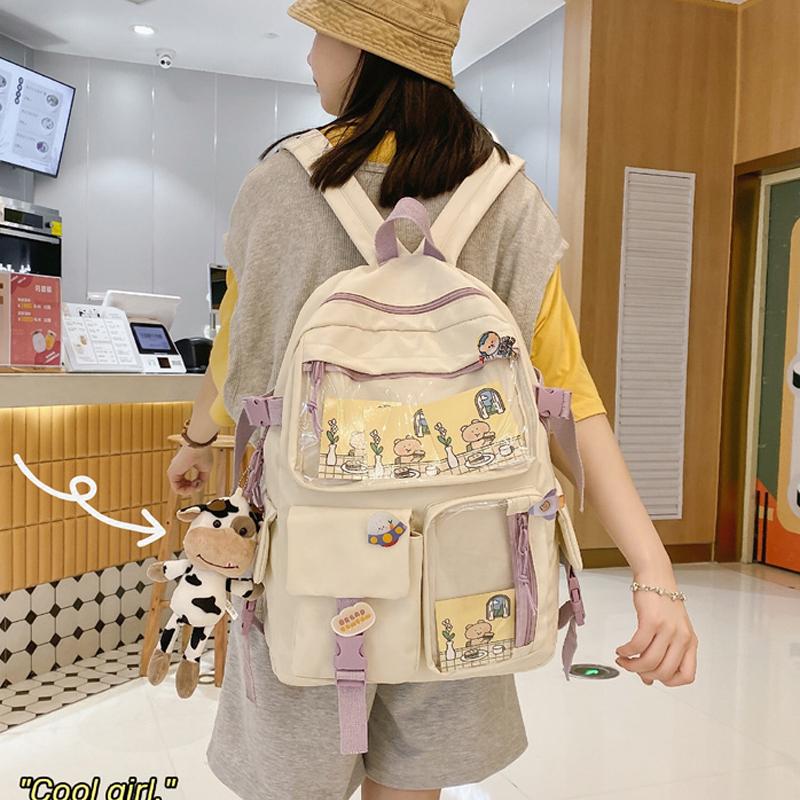 

Backpack JOYPESSIE Fashion Women Laptop Bagpack Kawaii Waterproof BookBag Teenager Girls School Bag Cute Travel Shoulder Mochila