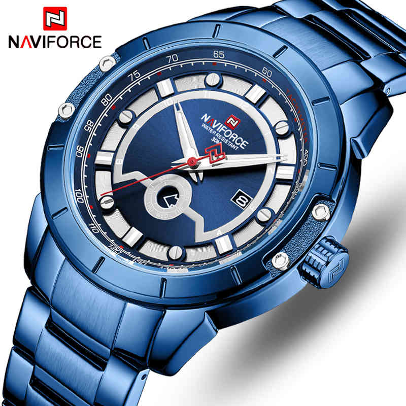 

Men Watches NAVIFORCE Top Brand Luxury Quartz Watch Mens Military Sports Fashion Wristwatch Chronograph Clock Relogio Masculino 210517, Silver black