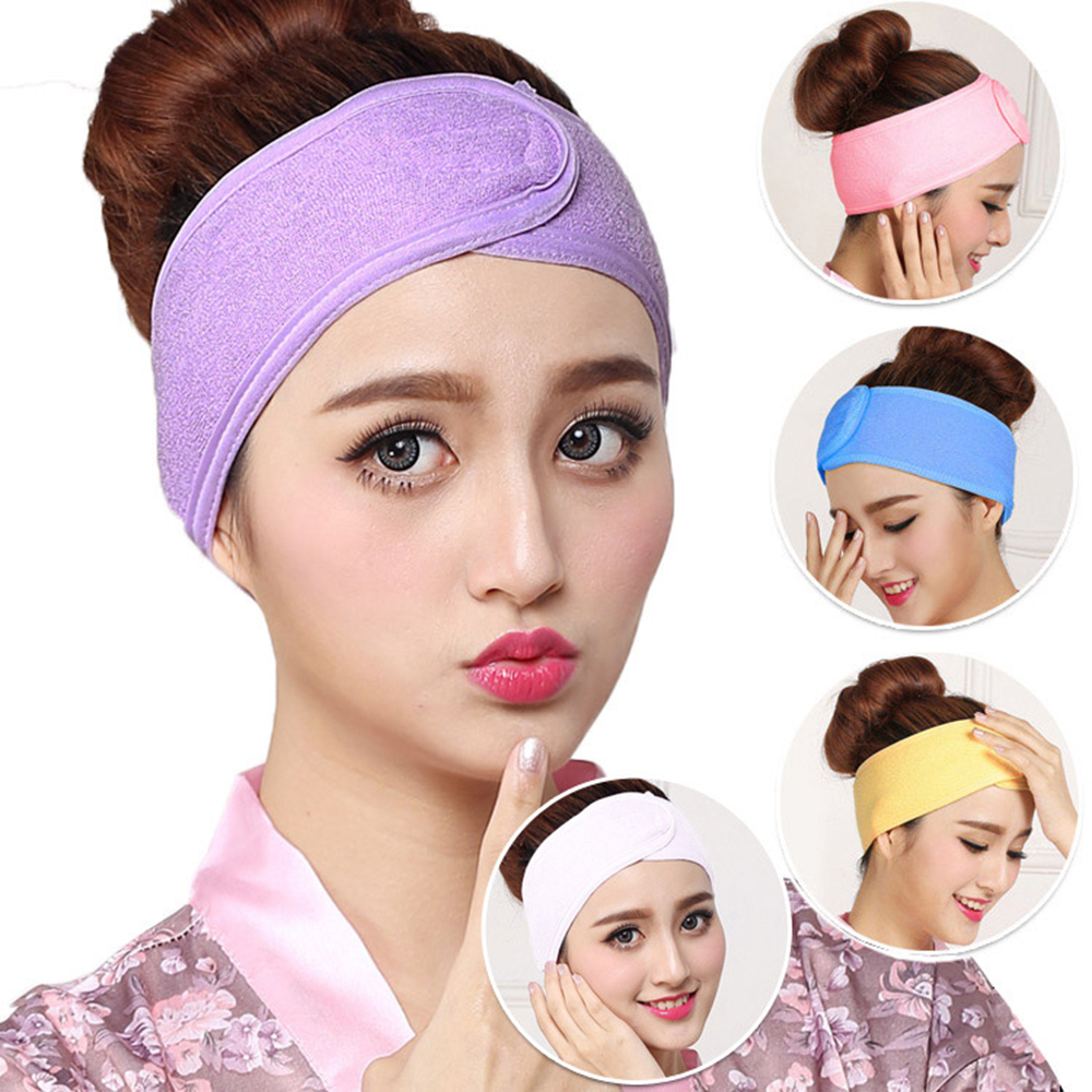 

hairbands Makeup Toweling Hair Wrap Head Band Soft Adjustable Salon SPA Facial Headband Hairband Random Color