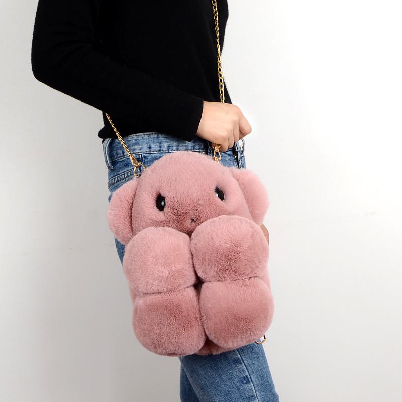 

Large Plush Women's Handbag Cute Fashion Shoulder Bag Bear Soft Warm Waist Bags