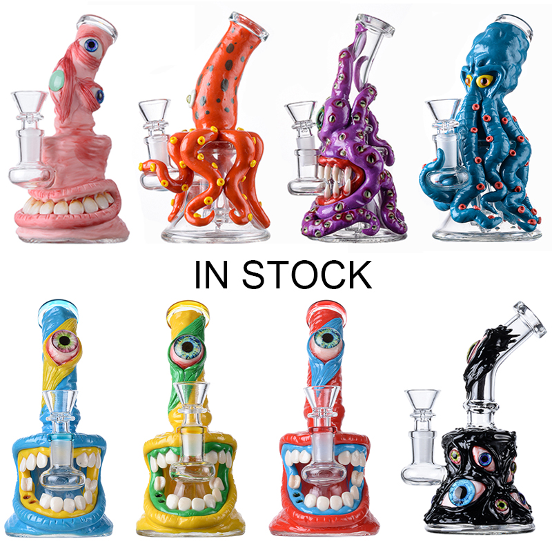 

Heady Glass Dab Rigs Octopus Hookahs Unique Bongs Halloween Style Water Pipes Showerhead Perc 14.5mm Female Joint TX825