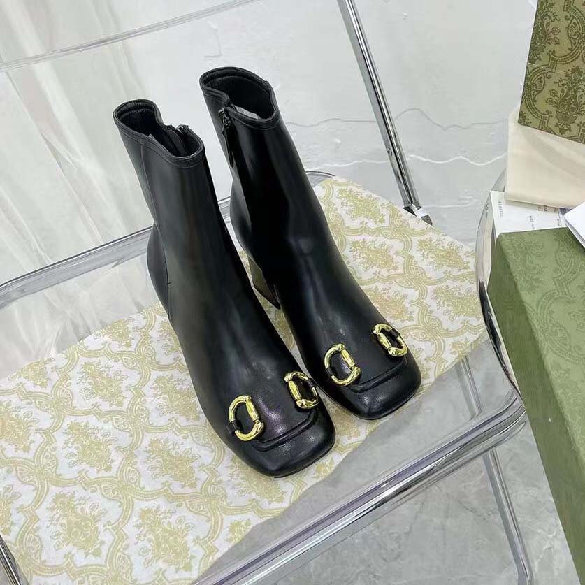 

Fashion Luxury Womens Designer Boots Booties ankle boot Shell Toe Martin Black White Rubber Outsole Heel height 7CM Suede Women Shoes, #3