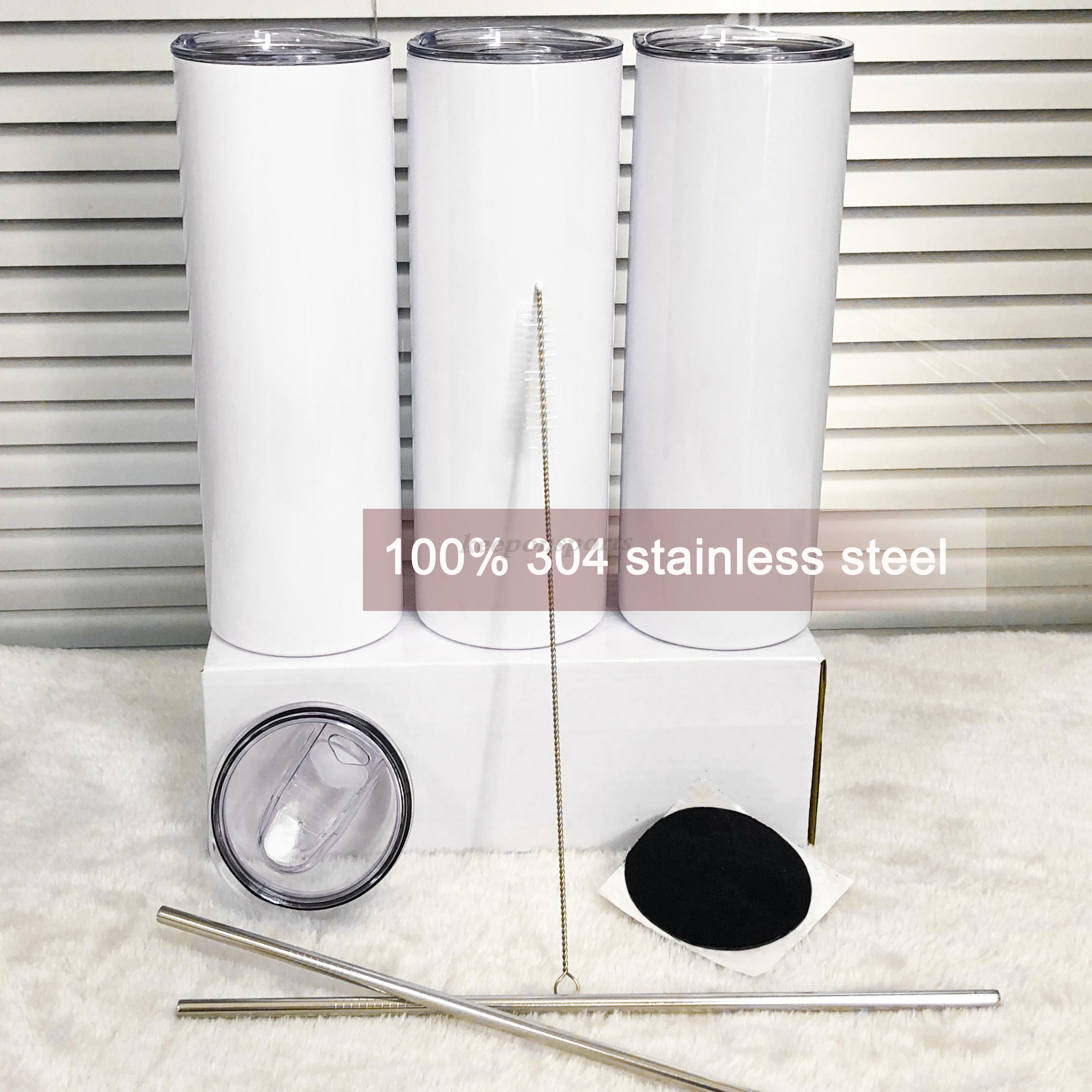 US Stock 20oz Straight Sublimation Tumblers 304 Stainless Steel Water Cups Metal Straw Coffee Tea Mugs DHL Ship-image-588506871