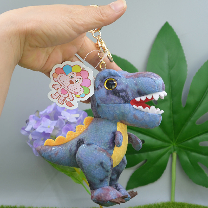 

14CM Small Dinosaur Pendant Keyring Plush Toy Camouflage Tyrannosaurus Rex Keychain Stuffed Toys Claw Machine Toy Keychains