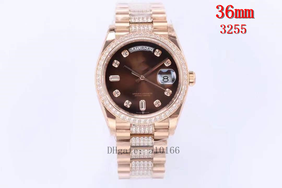 

EW produces watch 36mmX12mm 3255 automatic mechanical movement 904L sapphire glass, Slivery;brown