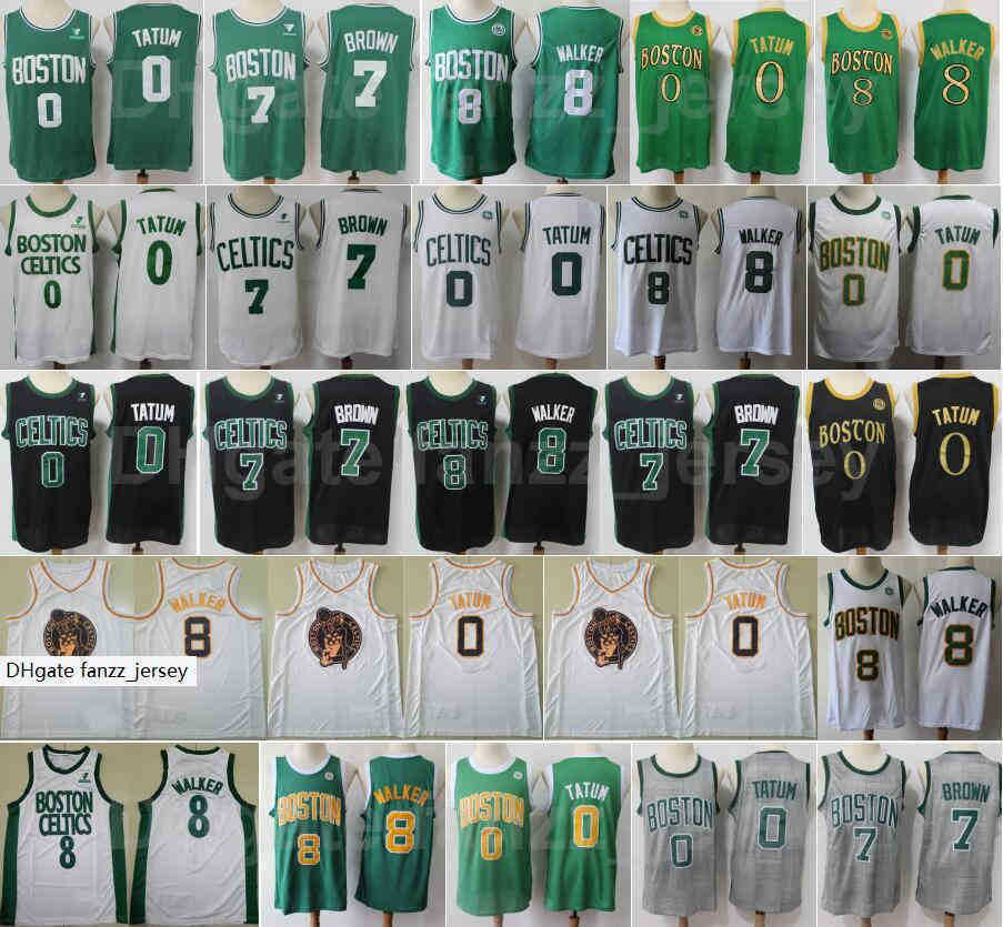 

Man Jayson Tatum Basketball Jersey 0 Jaylen Brown 7 Kemba Walker 8 For Sport Fans Breathable All Stitching Green Black White Grey, 0 green