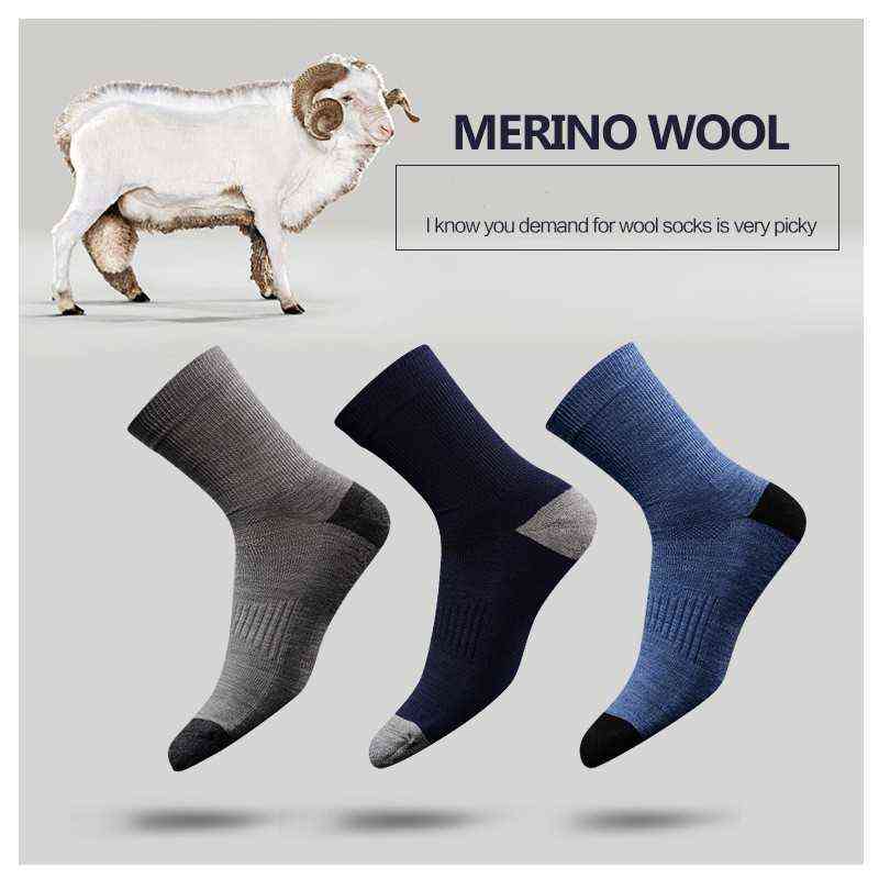 

3 Pairs Hight Quality Australia Merino Wool thick Socks for Men and Women Winter Casual Warm Crew Socks G0908, Blue for men