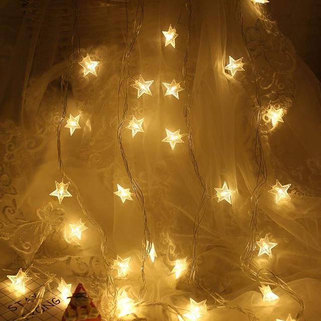

Star Shaped LED Fairy String Lights Battery Operated Holiday Christmas Party Wedding Decoration Light Warm White 1.5m 10leds