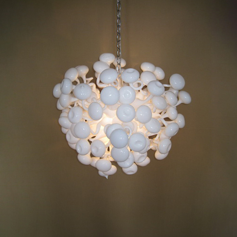 

Modern Chandelier Pendant Lamps Foyer Stair White Lighting Home Decoration Led Light Source 32X32 Inches Hand Blown Glass Chandeliers