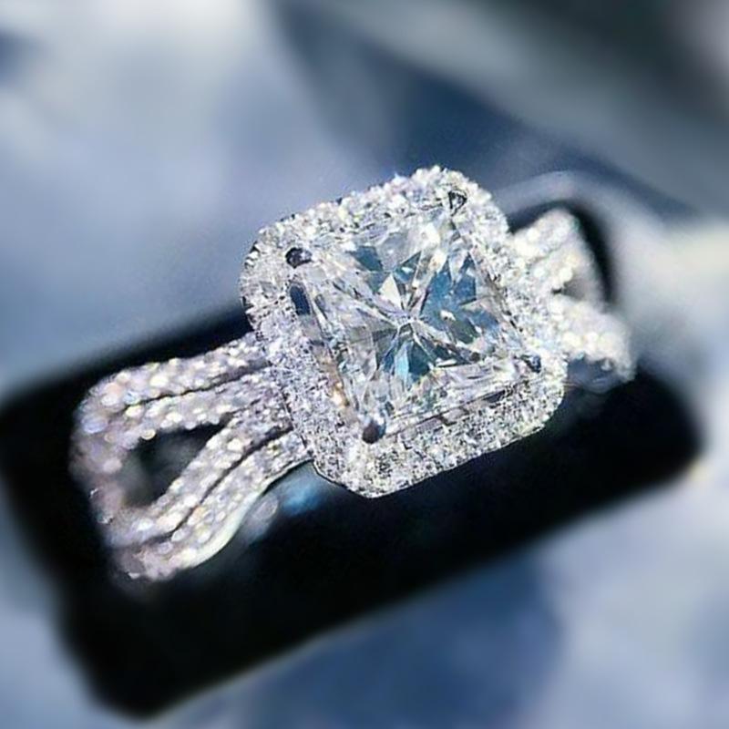 

Wedding Rings Luxury Band Zircon For Women Eternity Promise Silver Color Crystal Finger Ring Engagement Jewelry Love Gift, Slivery;golden